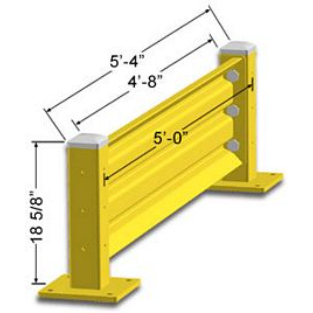 Guard Rail, Single High Adder, Steel, Yellow, 18 Inches X 5 Feet Sh-A-5Ft
