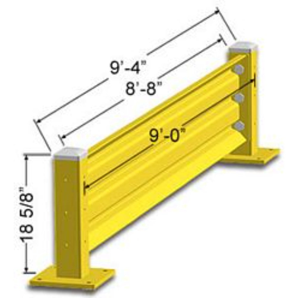 Guard Rail, Single High Adder, Steel, Yellow, 18 Inches X 9 Feet Sh-A-9Ft