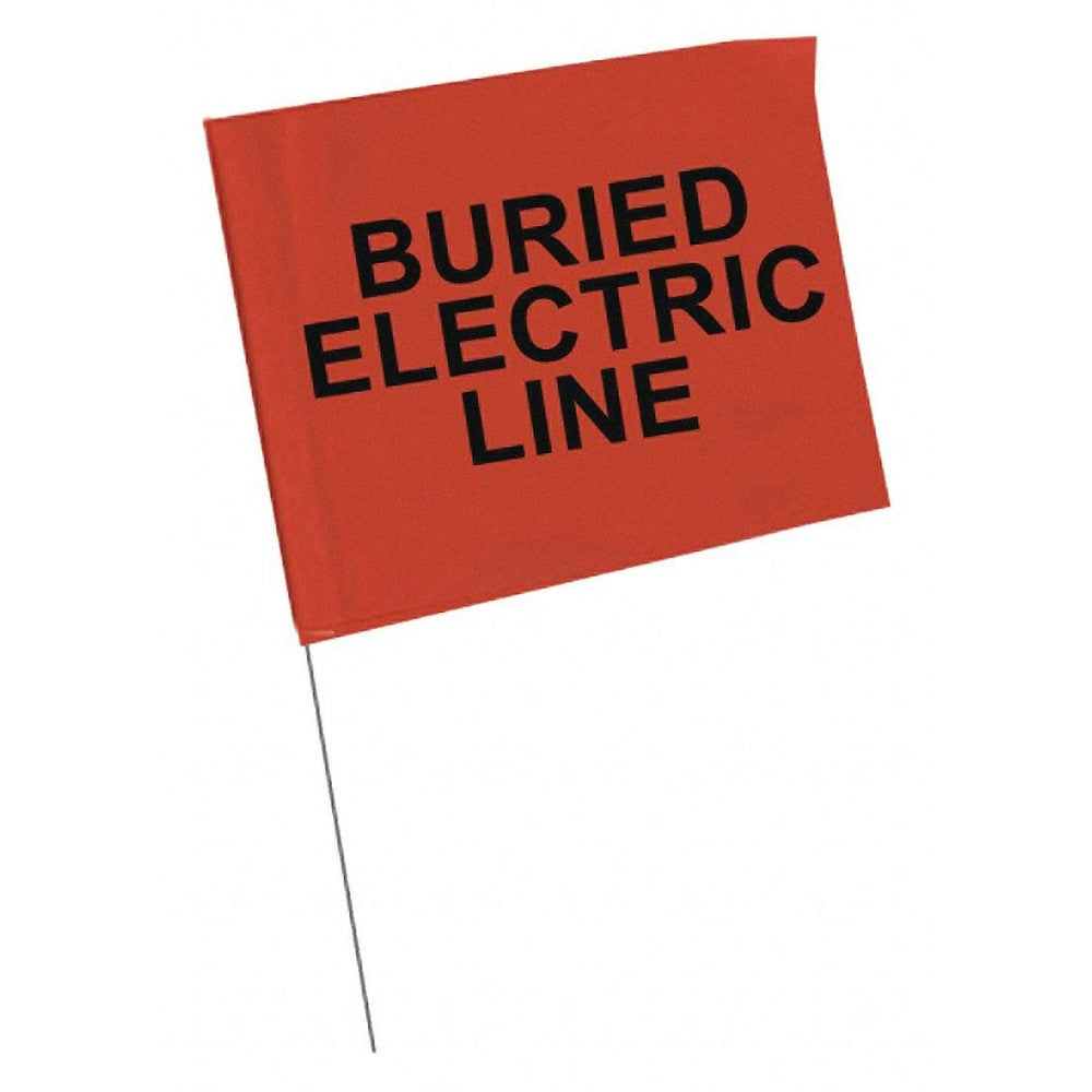 Flag, Marking, "Buried Electric Line", Black On Red, 4 X 5 Inches Brady 98168, 98168