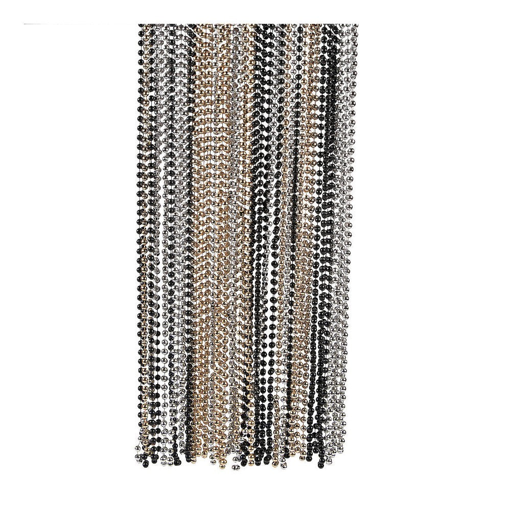 Gold, Black & Silver Bead Necklaces - (4 Dozen Per Unit) 30" Breakaway Cords With 6Mm Beads. #13615536