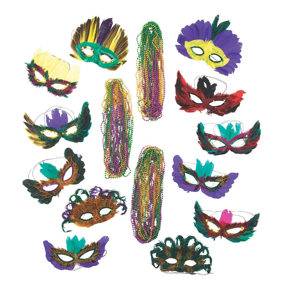 Masquerade Mask & Bead Assortment - Special Event – Mardi Gras #13837990
