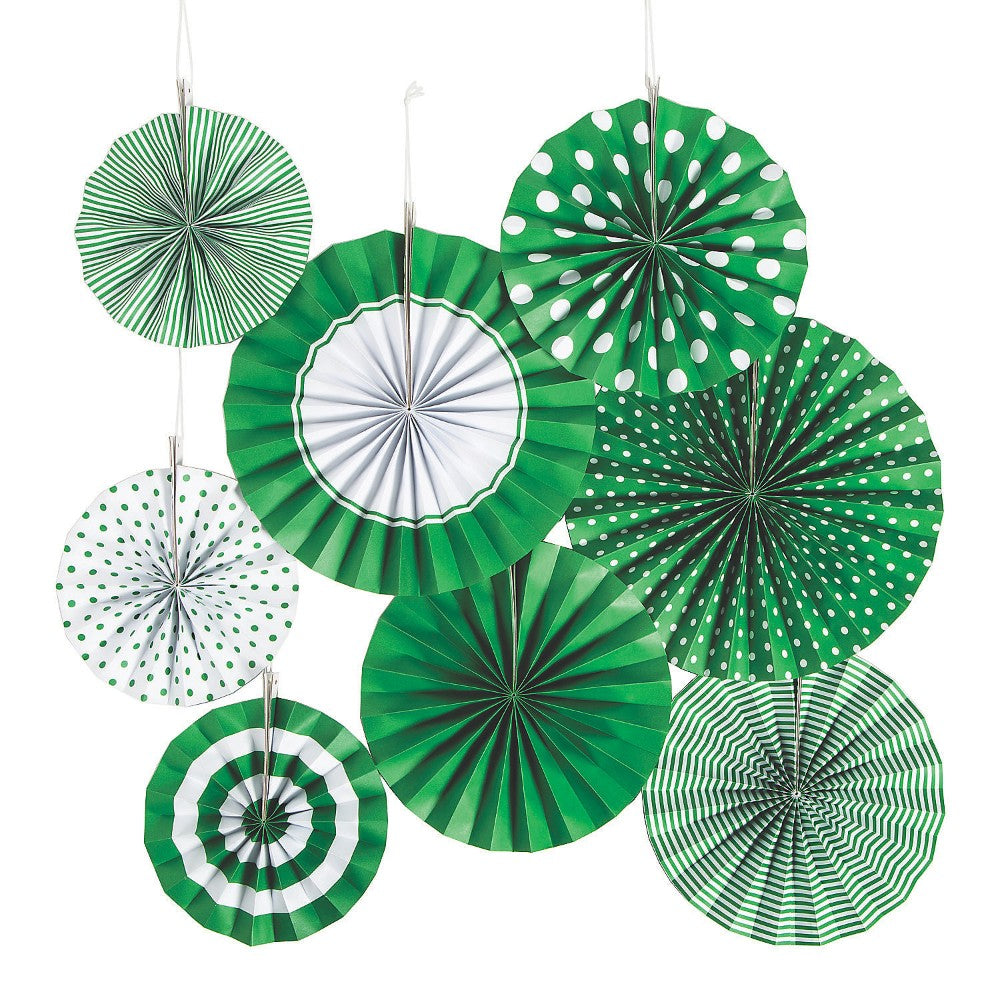 Green Hanging Paper Fan Assortment - Special Event – St. Patrick’S Day. Paper. (8 Pcs. Per Unit) 8" Diam. - 10" Diam. #13943279