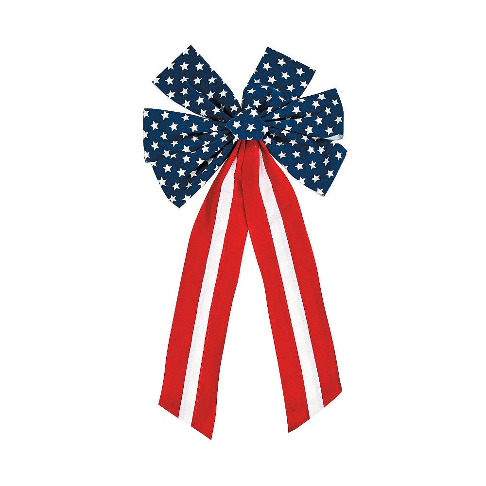 Patriotic Bows - Special Event – 4Th Of July. Per Dozen. Polyester Bows. 15” #35/753
