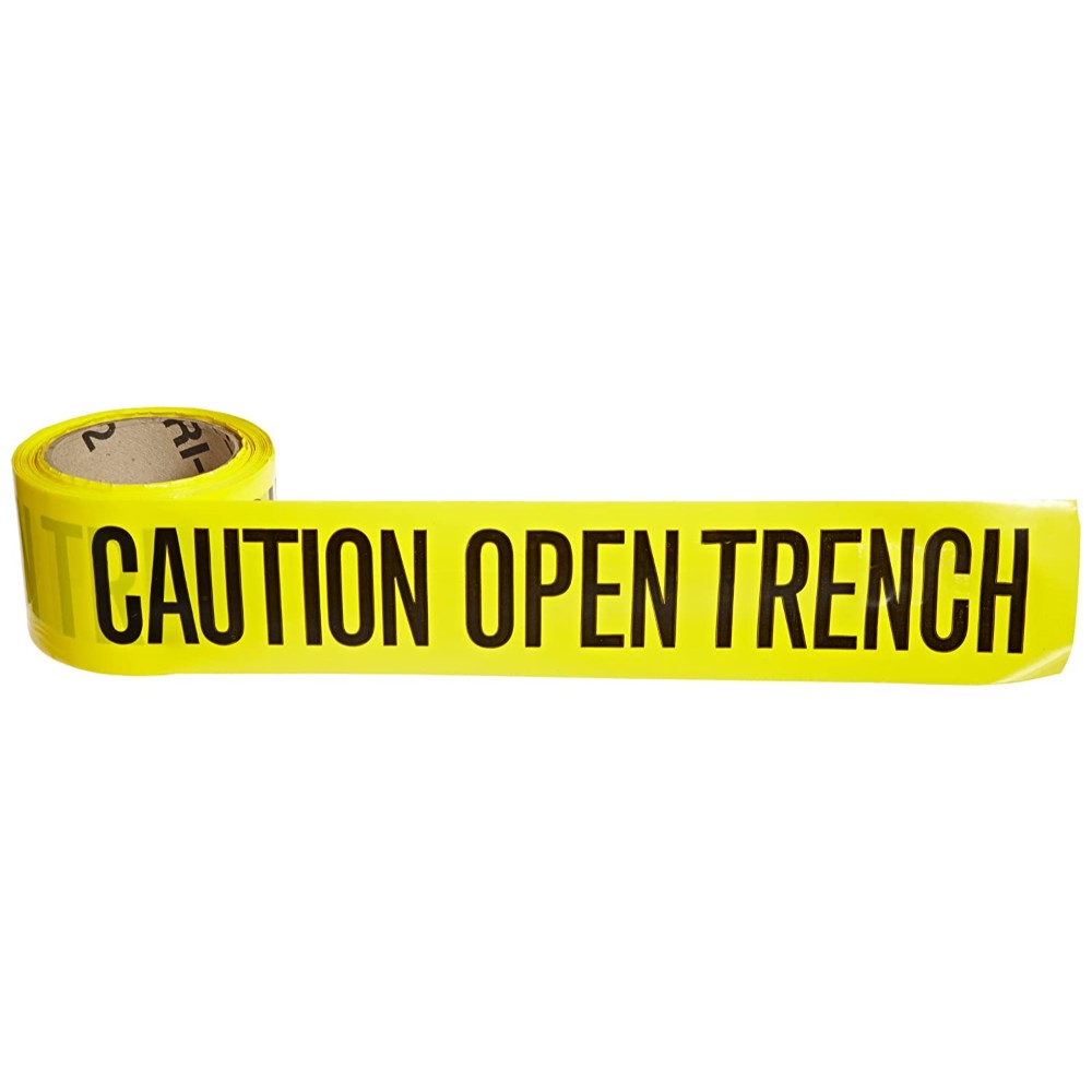 Tape, Flagging, Caution Open Trench, Polyethylene, Black On Yellow, 3 Inches X 200 Feet 91227