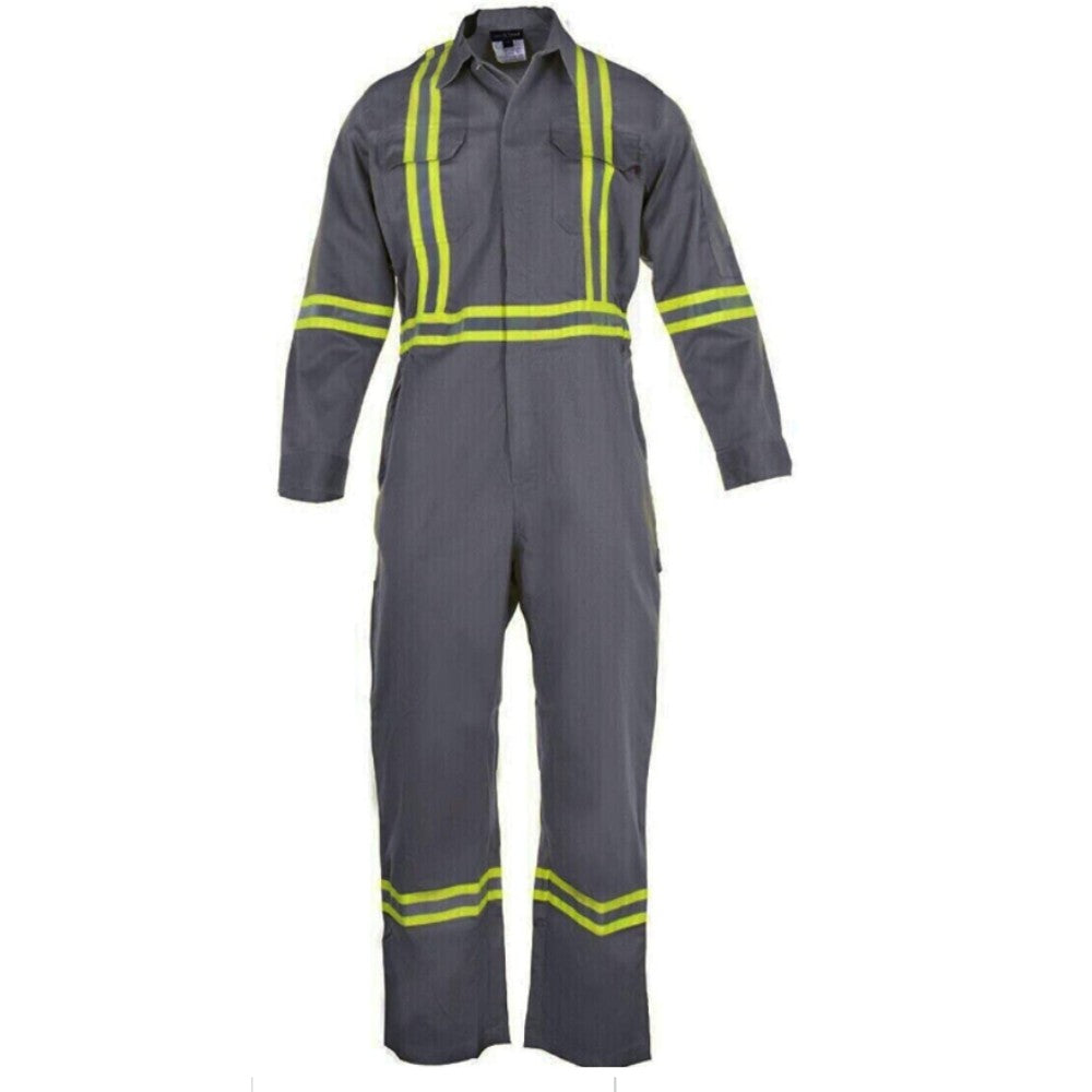 Coveralls, Men’S, Flame Resistant, W/Reflective Striping, Fr Vented, Navy Blue, 42 / Regular V1611