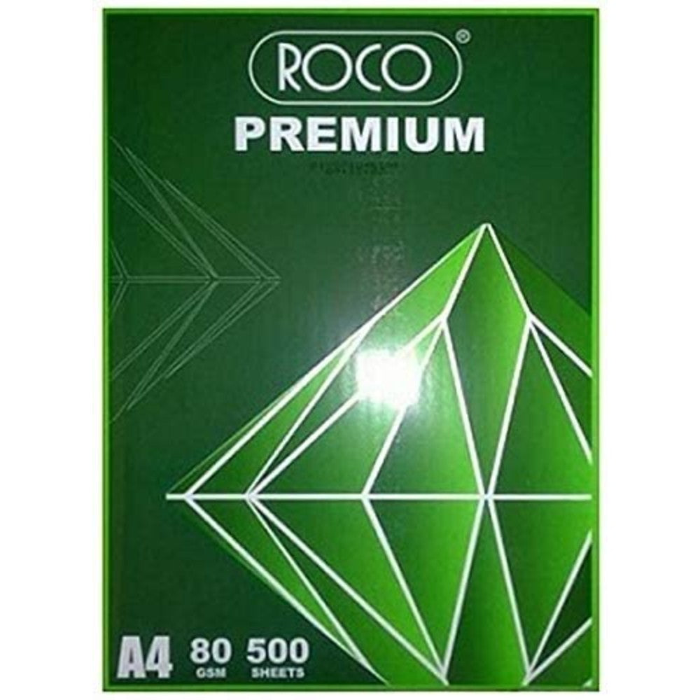 Paper Copy A4 Roco Premium Copy Paper, Plain, White, A4, 80 gsm, 500 Sheets