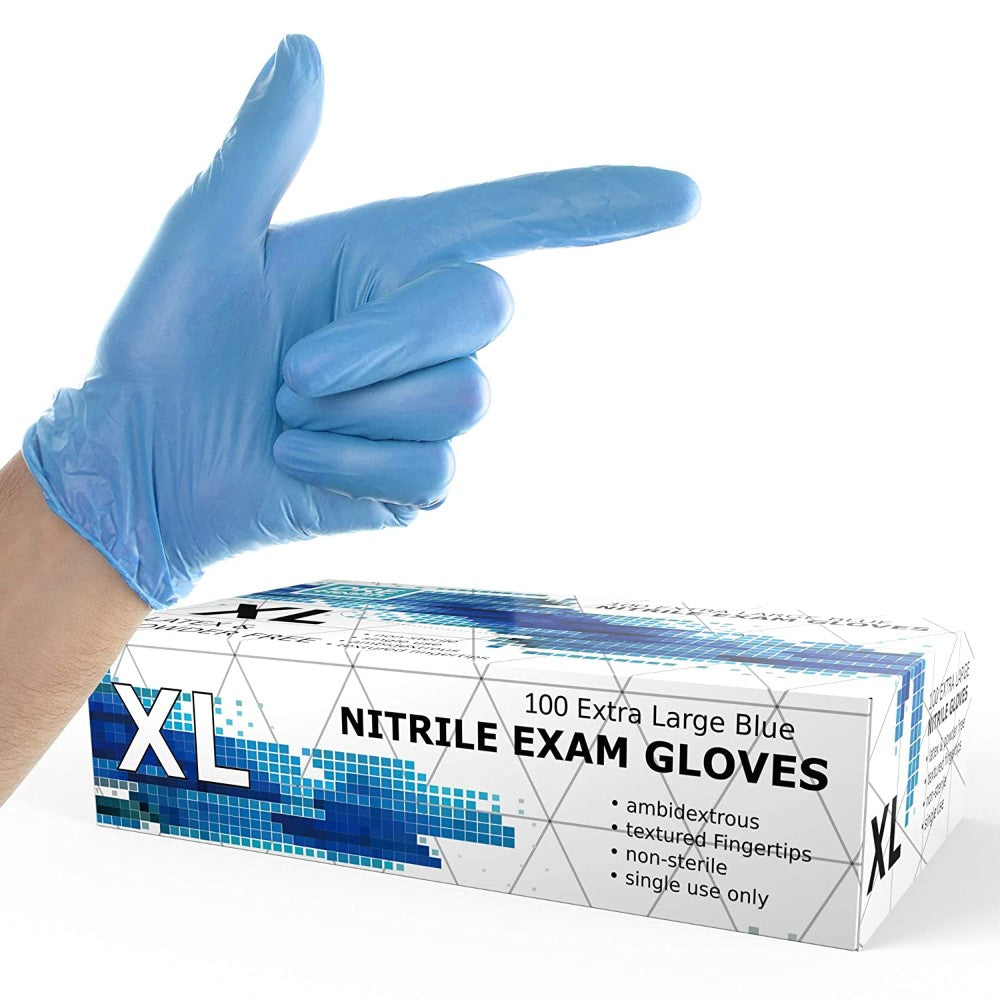 Gloves Disposable Sz L Layali United Co Blue Vinyl Gloves, Large