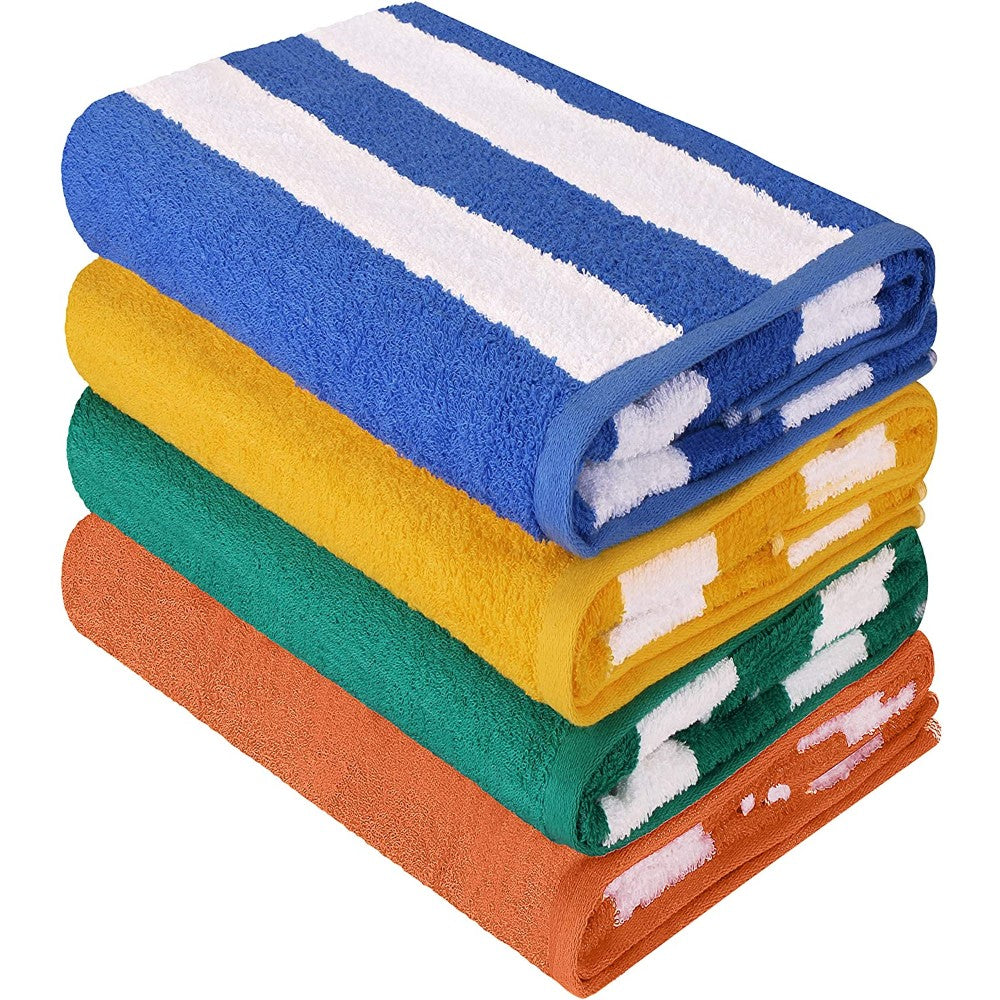Utopia Towels Cabana Stripe Beach Towels, Blue, (30 x 60 Inches) - 100% Ring Spun Cotton Large Pool Towels, Soft and Quick Dry Swim Towels (Pack of 4) B61219G