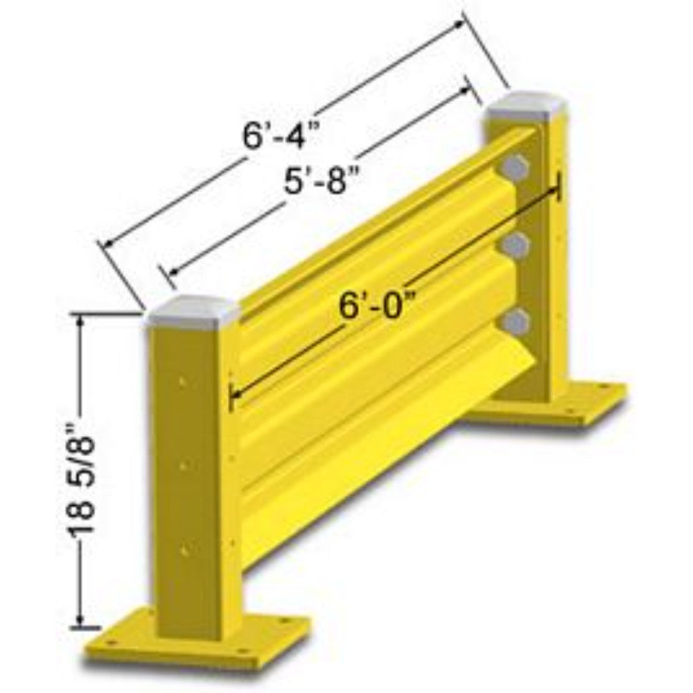 Guard Rail, Steel, 6' W X 18" H, Single High Starter, Sh-S-6Ft