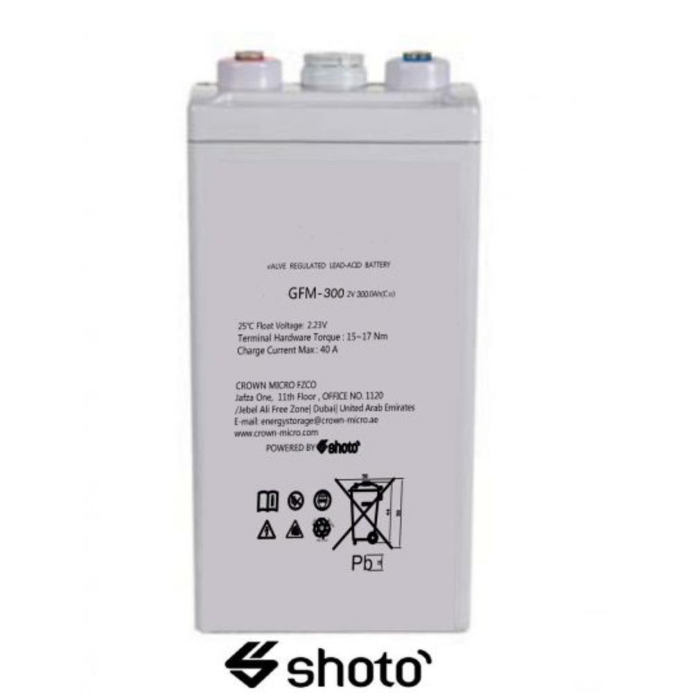 Battery:Lead Acid Type:Vrla Vol:2 V Cell Amp Hours:300 Ah Conn:Top Post - TagTorch