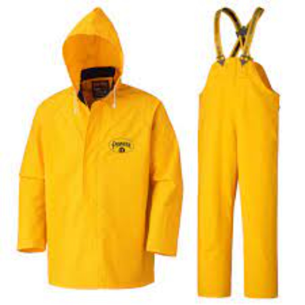 Raingear; Type; 3-Piece Size:Medium Flame Retardant Rain Suit, 100% Pvc