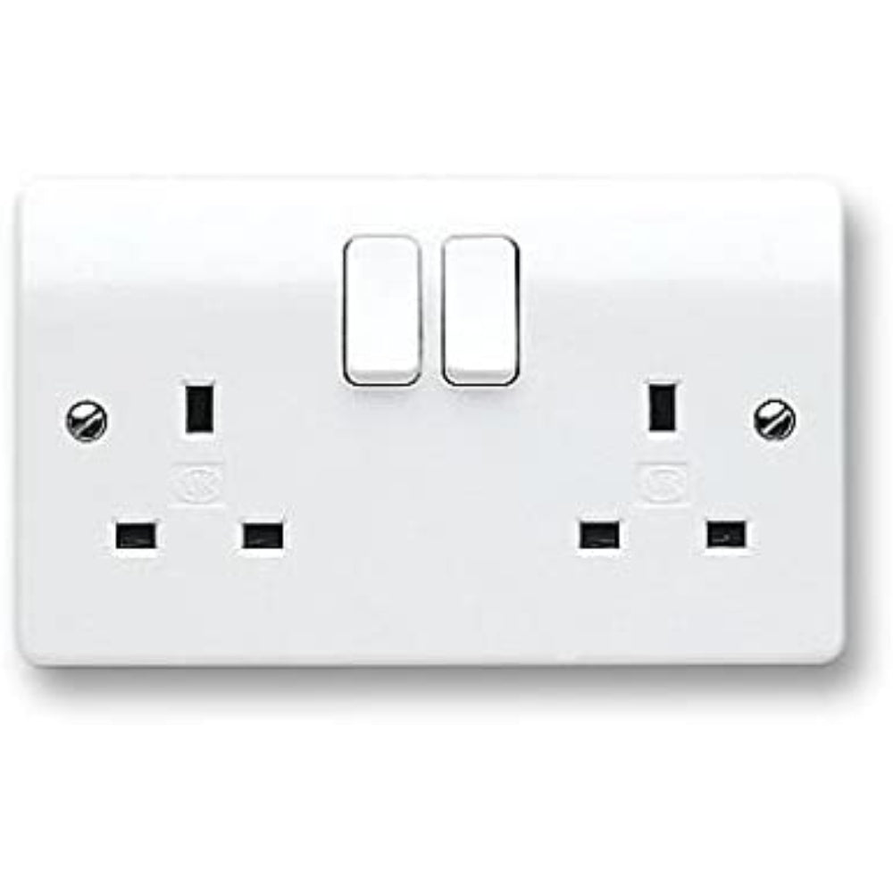 Switch Socket Outlet, 13 Amps, 2 Gang, Double Pole Switch Socket Outlet, K2757WHI