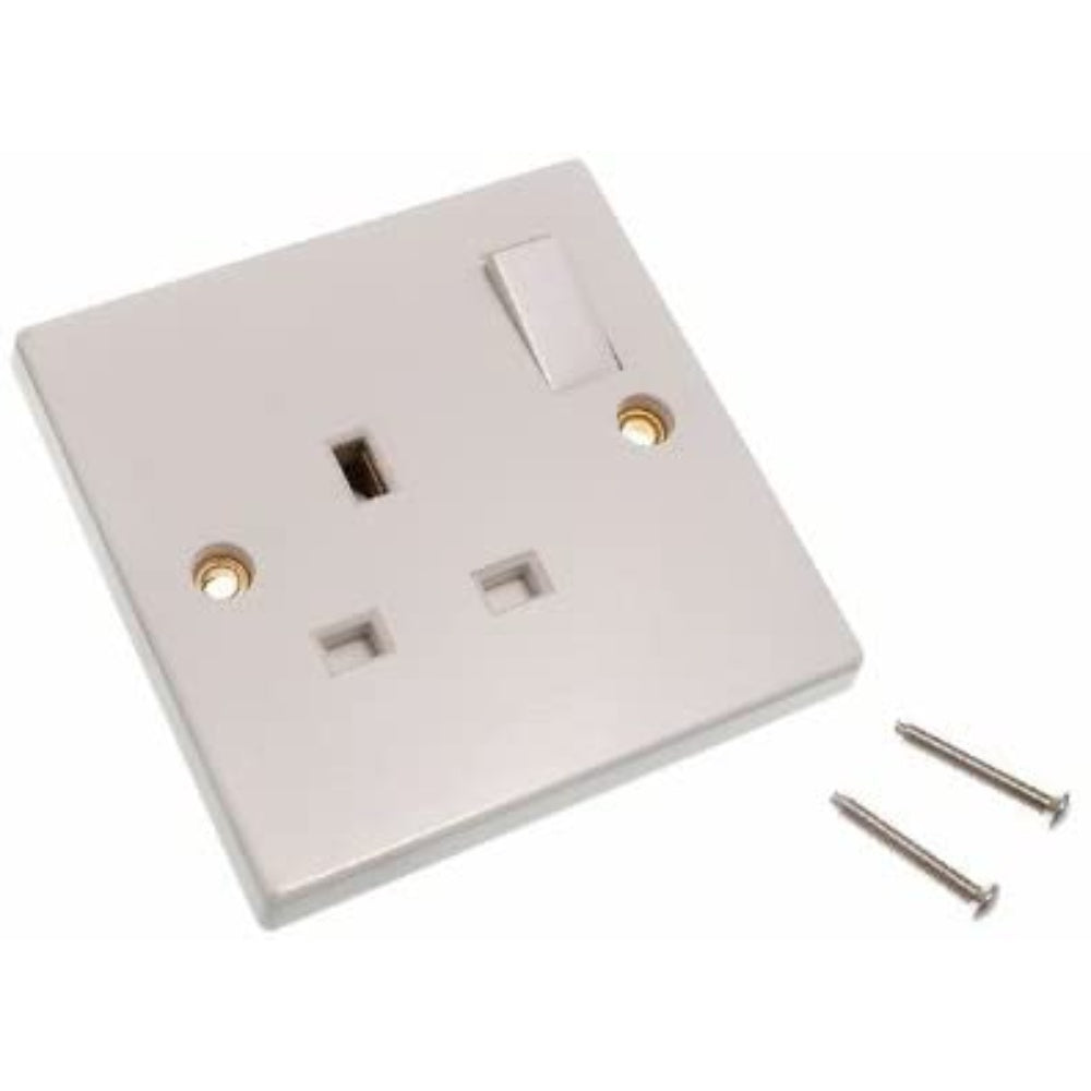 Switch, Socket, 13 Amps ,250 Vac 50 Hz, 1 Gang Dp Switch, 25 Mm, Bs 1363, White, K4873WHI