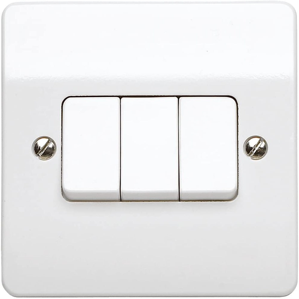 Switch: Electrical Plate Switch 10 Amps, 3 Gang, Single Pole 2 Way, 16254
