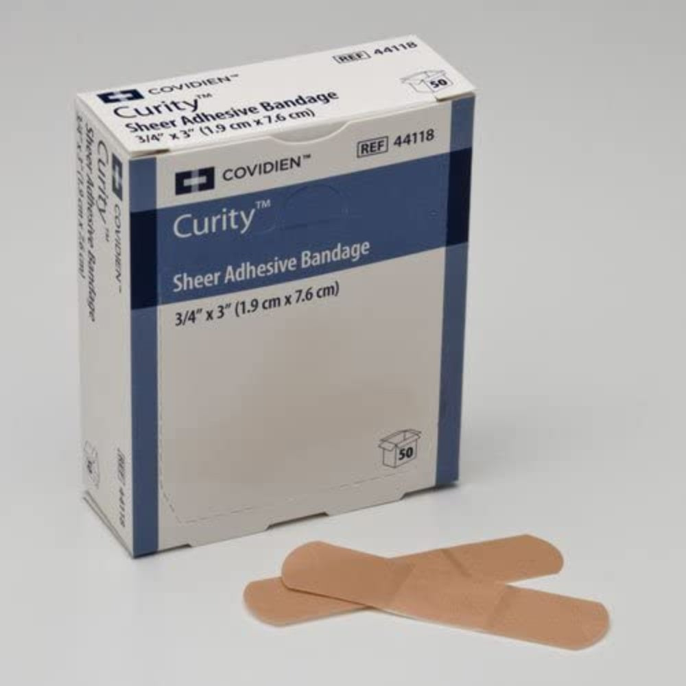 Bandage, Sheer Adhesive, 3/4" X 3" - Manufacturer: Covidien; Part Number: 44118 (Or Equal);  44118