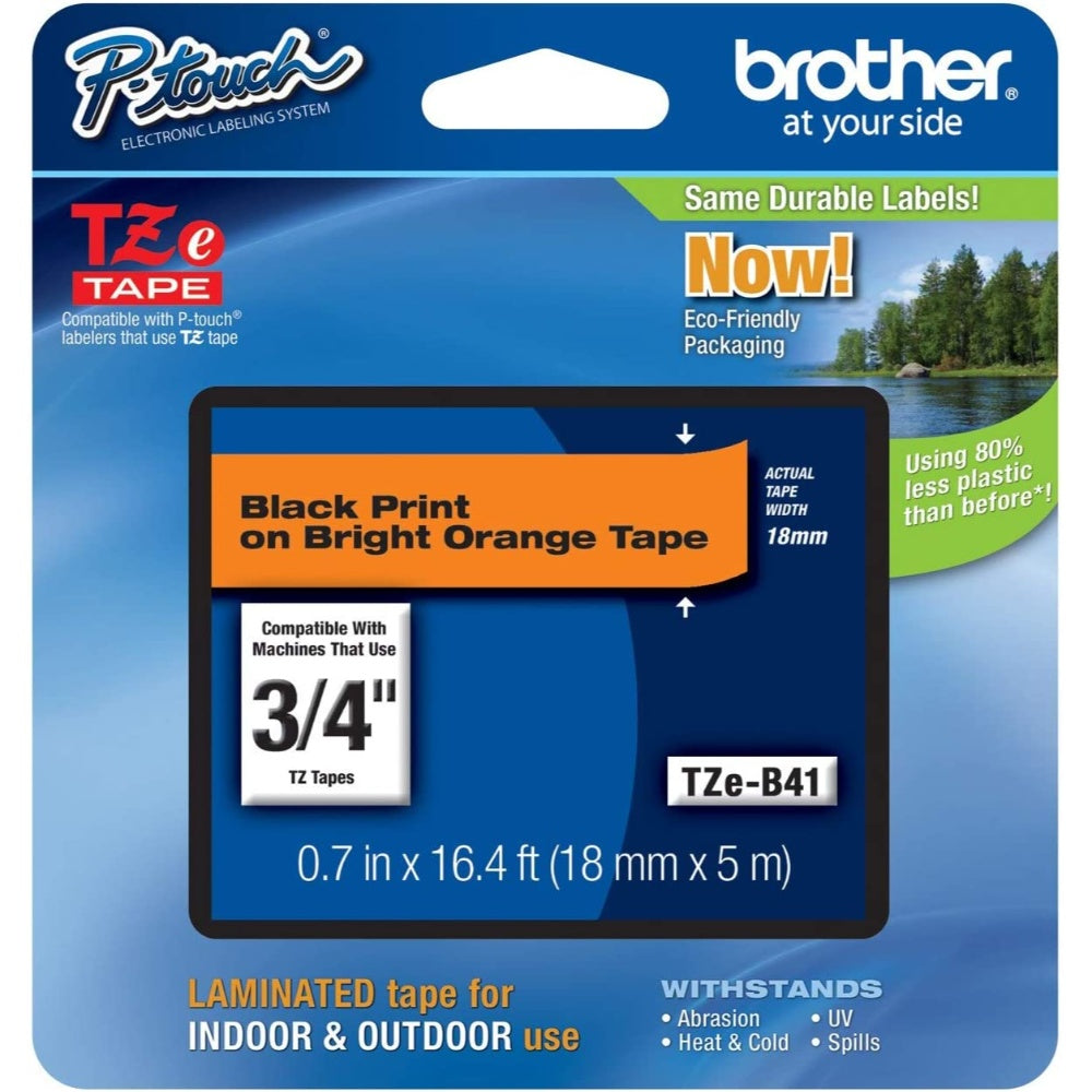 Label Tape, Pressure Sensitive Adhesive, Bright Orange, 3/4 Inch X 16.4 Feet TZEB41