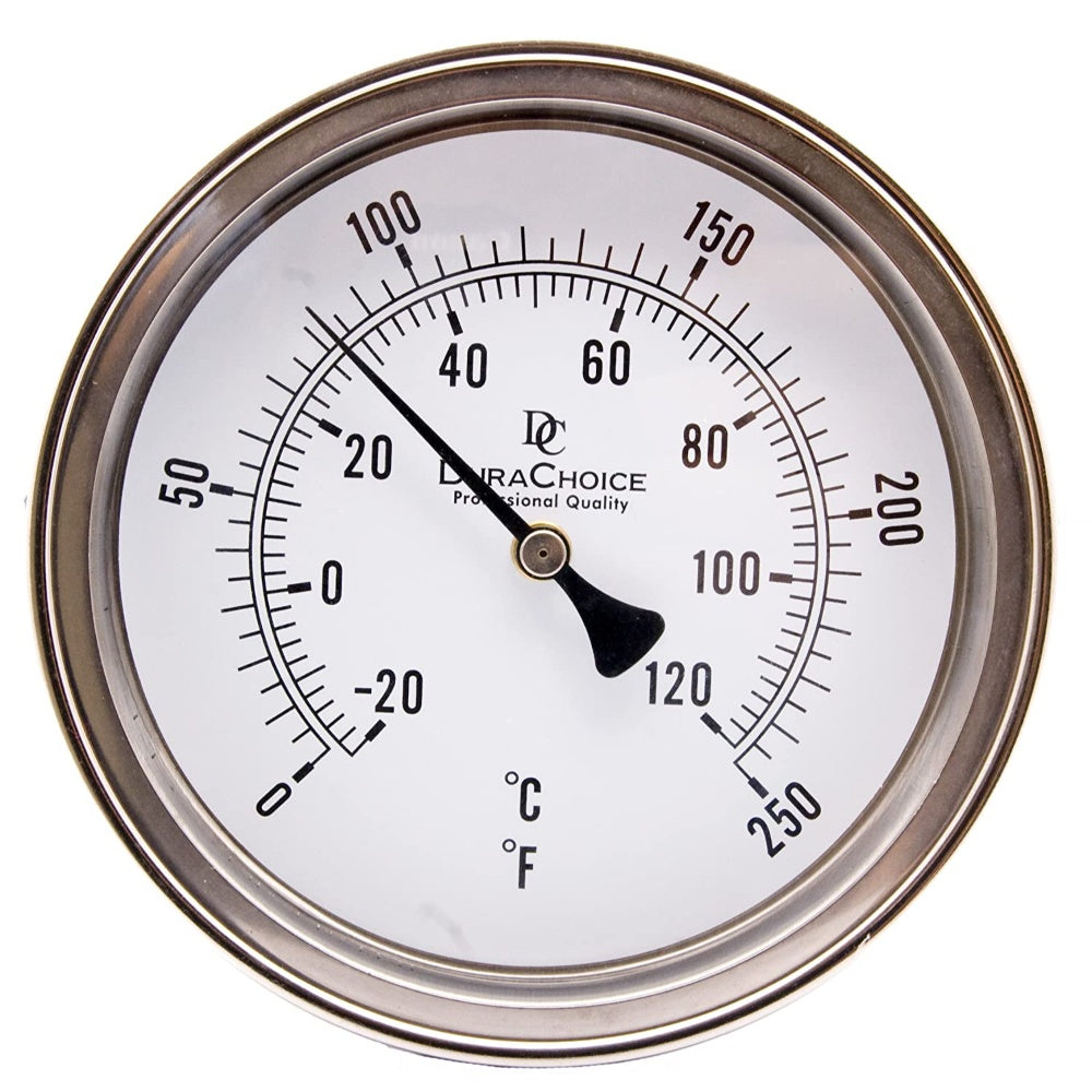 Thermometer, Self-Indicating, Bimetal, Stainless Steel, 3 X 2-1/2 Inches T3D25250