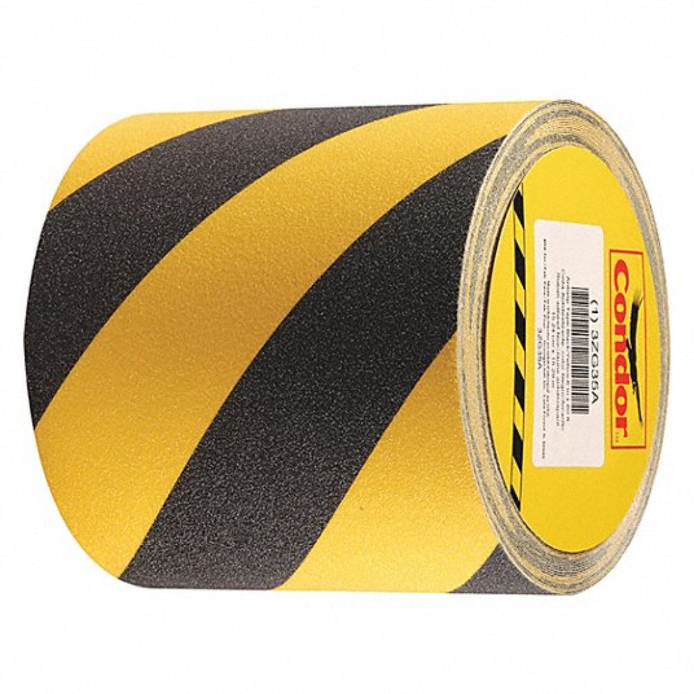 Tape, Anti-Skid, Black/Yellow, Striped, Grit, Coated, Black And Yellow Striped 3ZG35