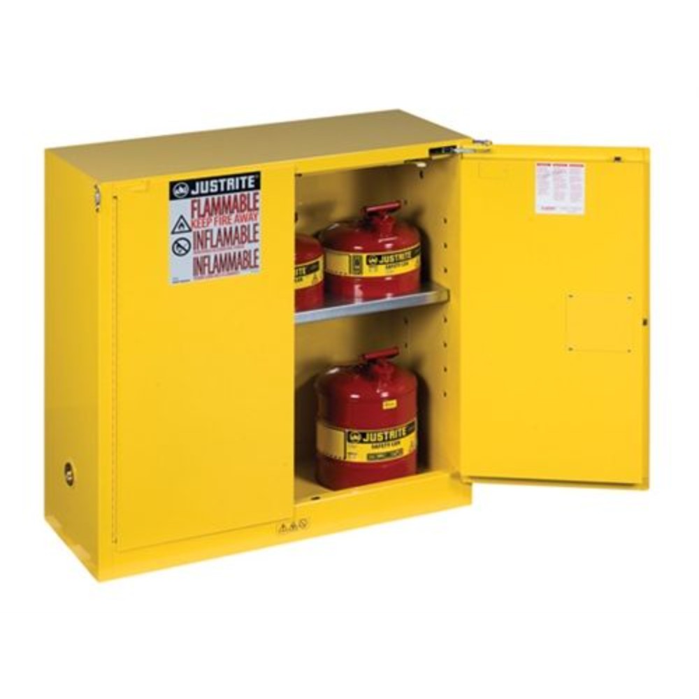 Cabinet, Storage, Flammable, Double Door, Steel, Yellow, 30 Gl, 43 X 44 X 18 Inches 8930201