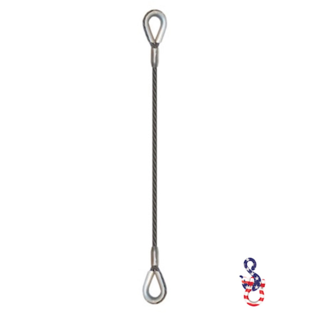 Sling And Wire Rope, W/Thimple Eye, Galvanized Steel, 1 Inch X 13.12 Feet 14ft