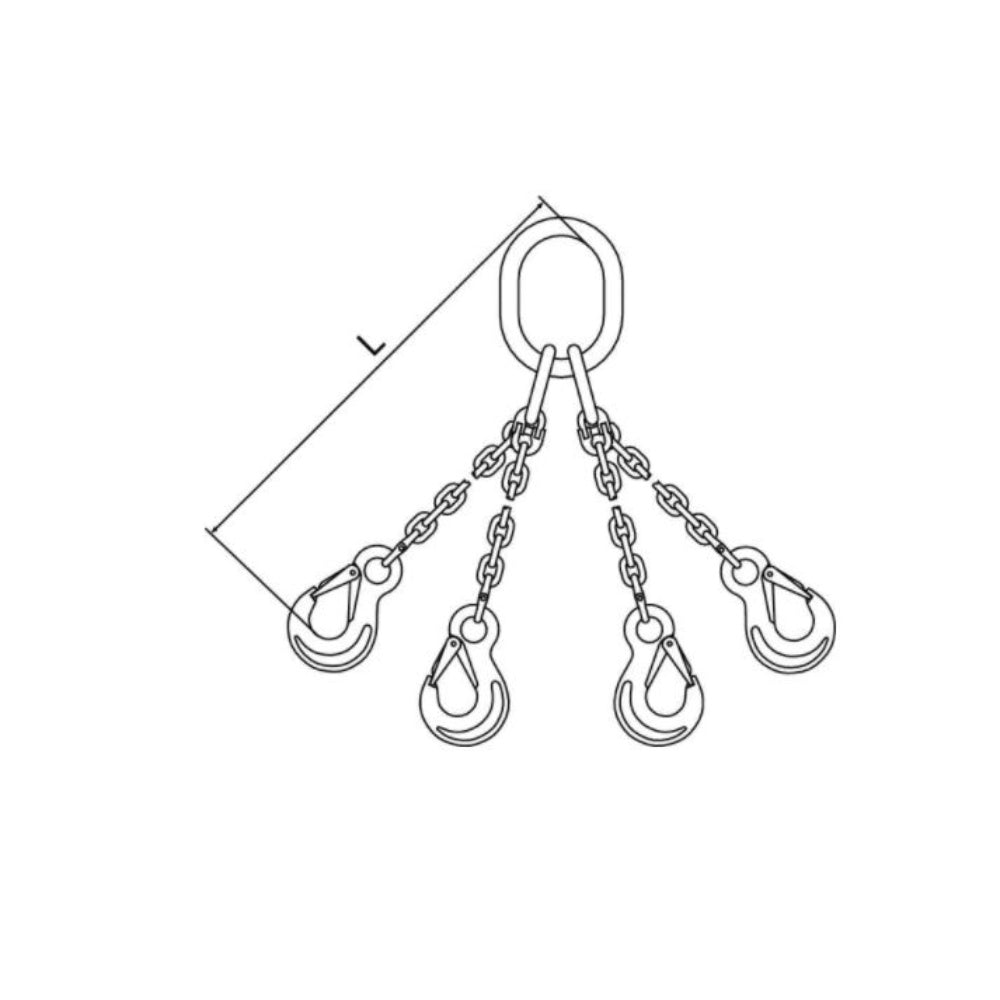 Sling, Multiple Leg, Chain, Hook, Oblong, Stainless Steel, 9/32 Inches X 5 Feet
