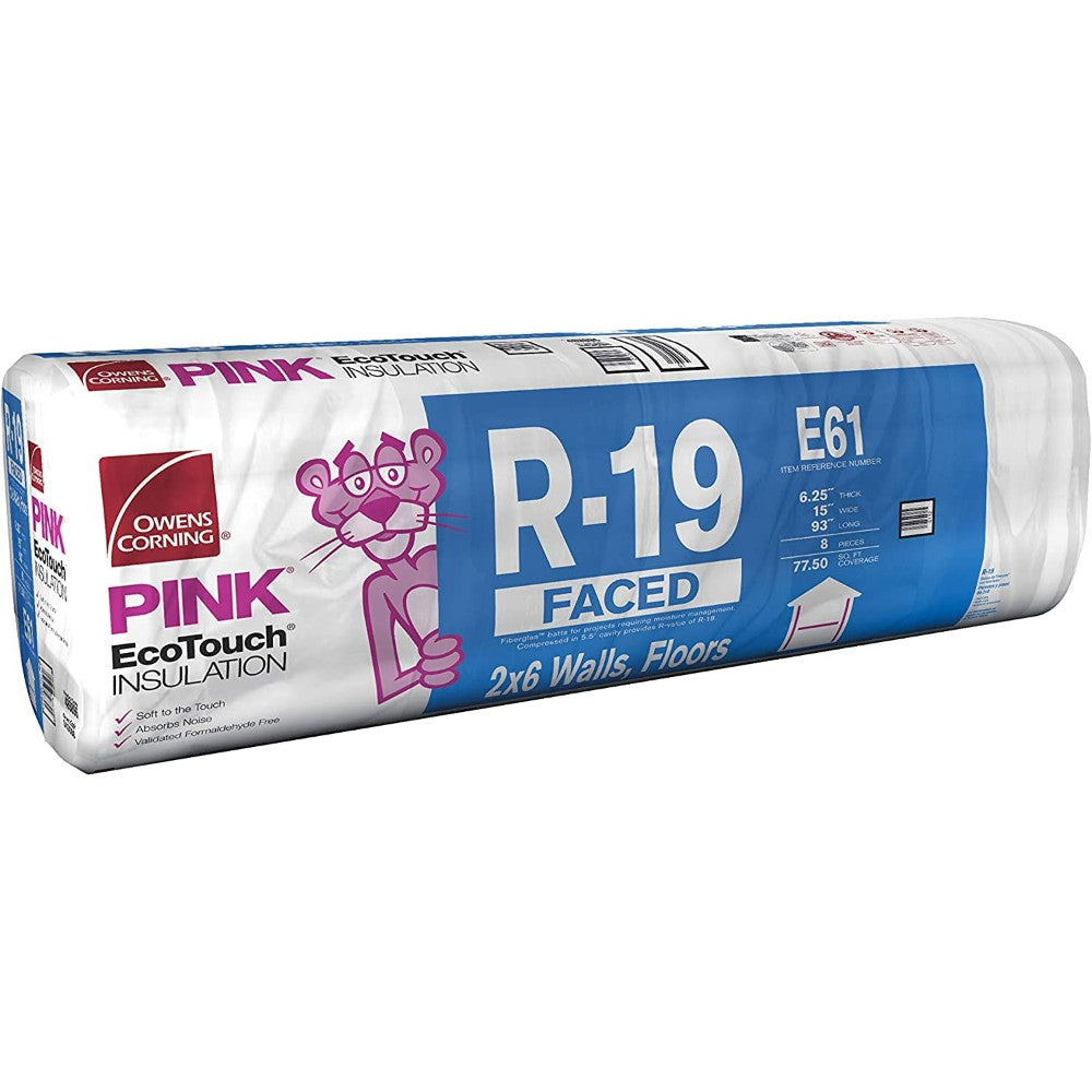 Insulation, W/Fiber, Pink, R-19, 6.25 X 15 X 93 Inches Occm10011, 615509