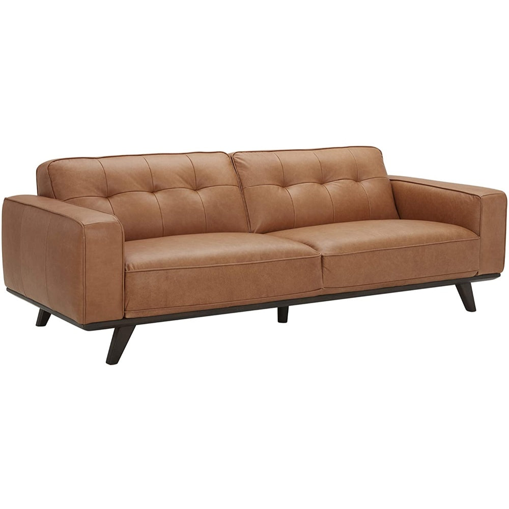Long Couch, Leather, Dark Brown, 3+2 Seater