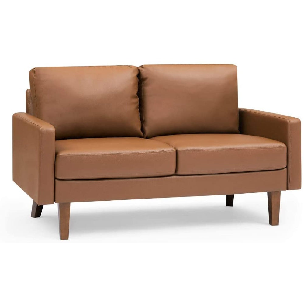Small Couch, Leather, Dark Brown, 3+1 Seater