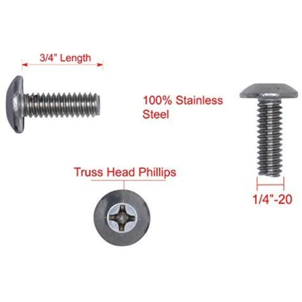 Screw, Machine, Truss Head, Phillips, Stainless Steel, 1/4-20 X 3/4 Inches 69-10-2324