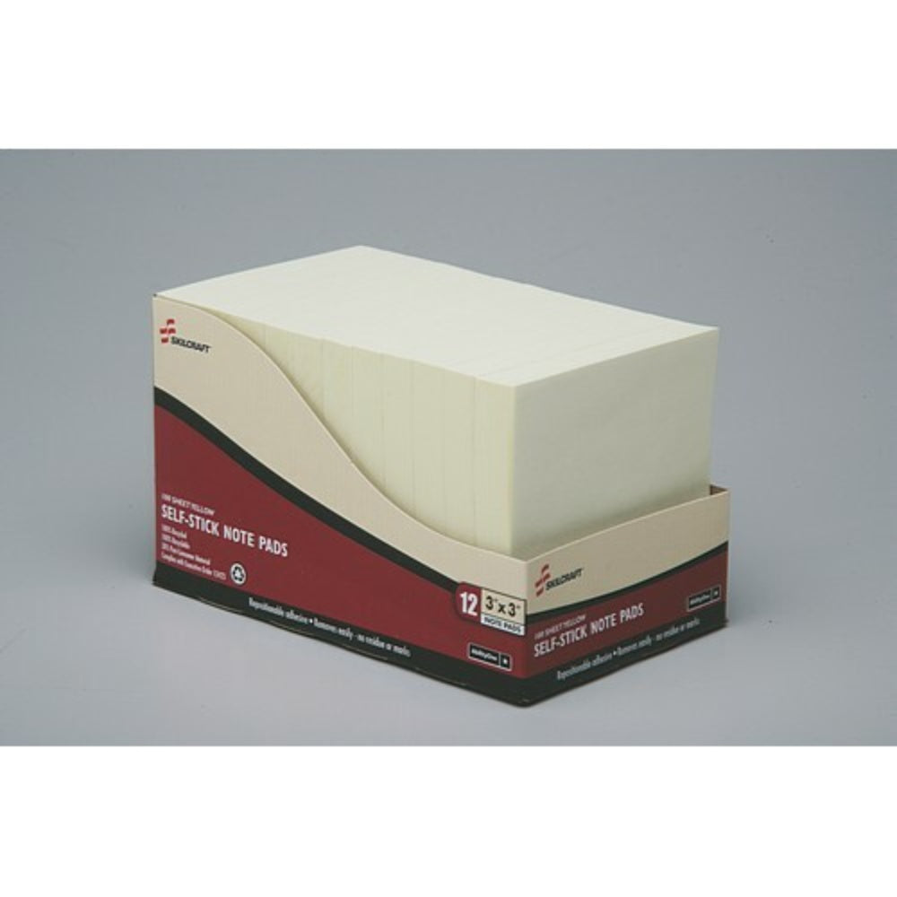 Sticky Notes Small 7530-01-116-7867:Pad, Writing Paper, Sticky, Yellow, 3 X 3 Inches