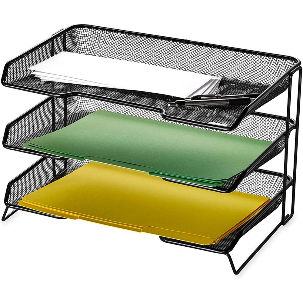 Filling Trays 3 Tier /Masaustu Evrak Rafi 3Lu TRAY LETTER 3 TIER BLACK, ROCO V1-LD01583
