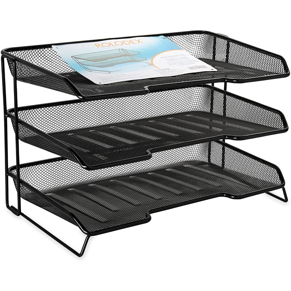 Filling Trays 3 Tier /Masaustu Evrak Rafi 3Lu TRAY LETTER 3 TIER BLACK, ROCO V1-LD01583