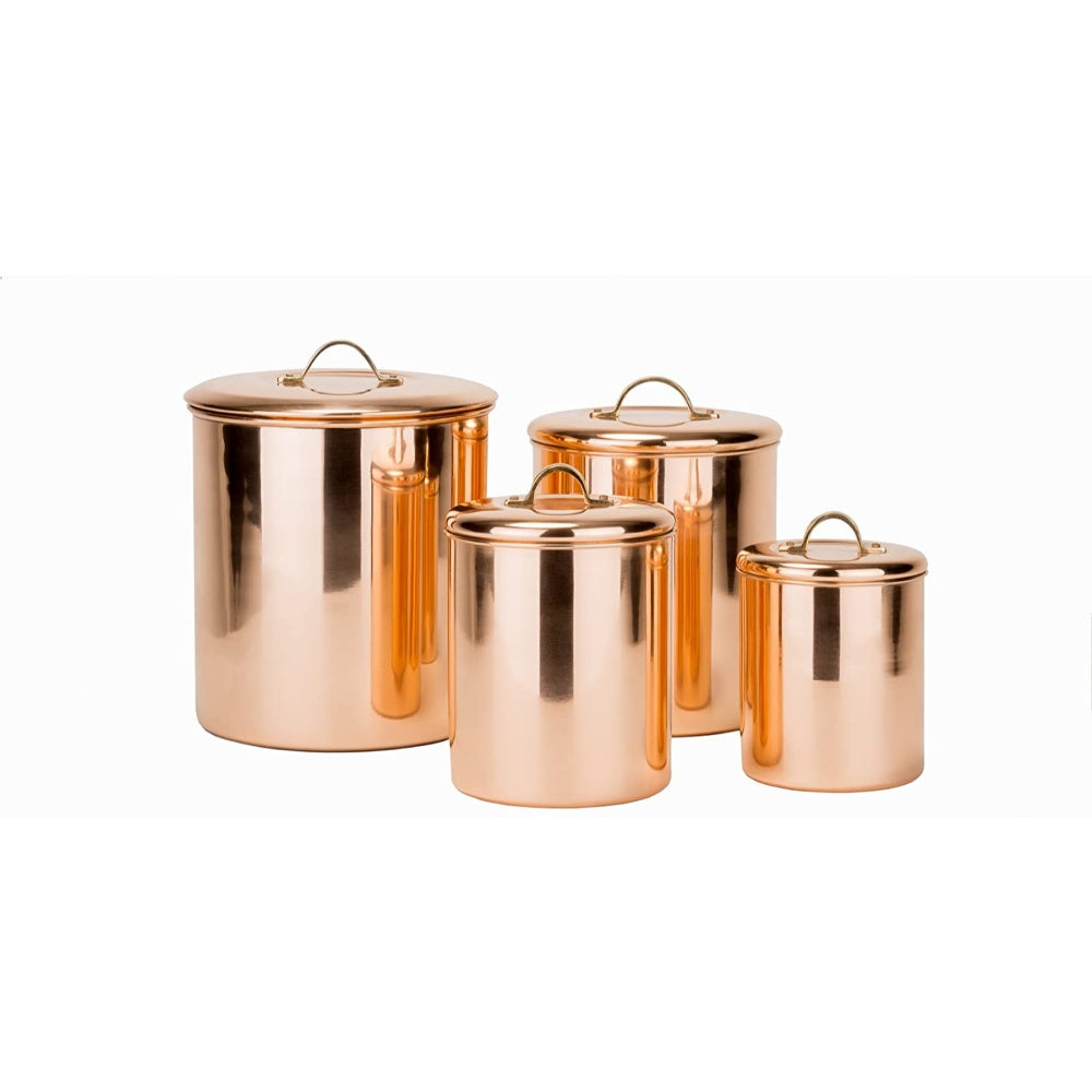 4 Piece Copper Plated Stainless Steel Canister Set , Capacities: 4 Qt, 2 Qt, 1.5 Qt & 1 Qt