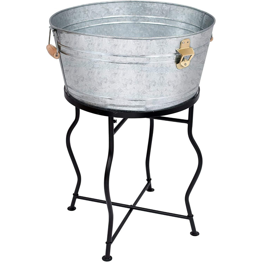 Galvanized Metal Party Bucket, Capacity: 25 Bottled Sodas, Beer, Or Water. 10418