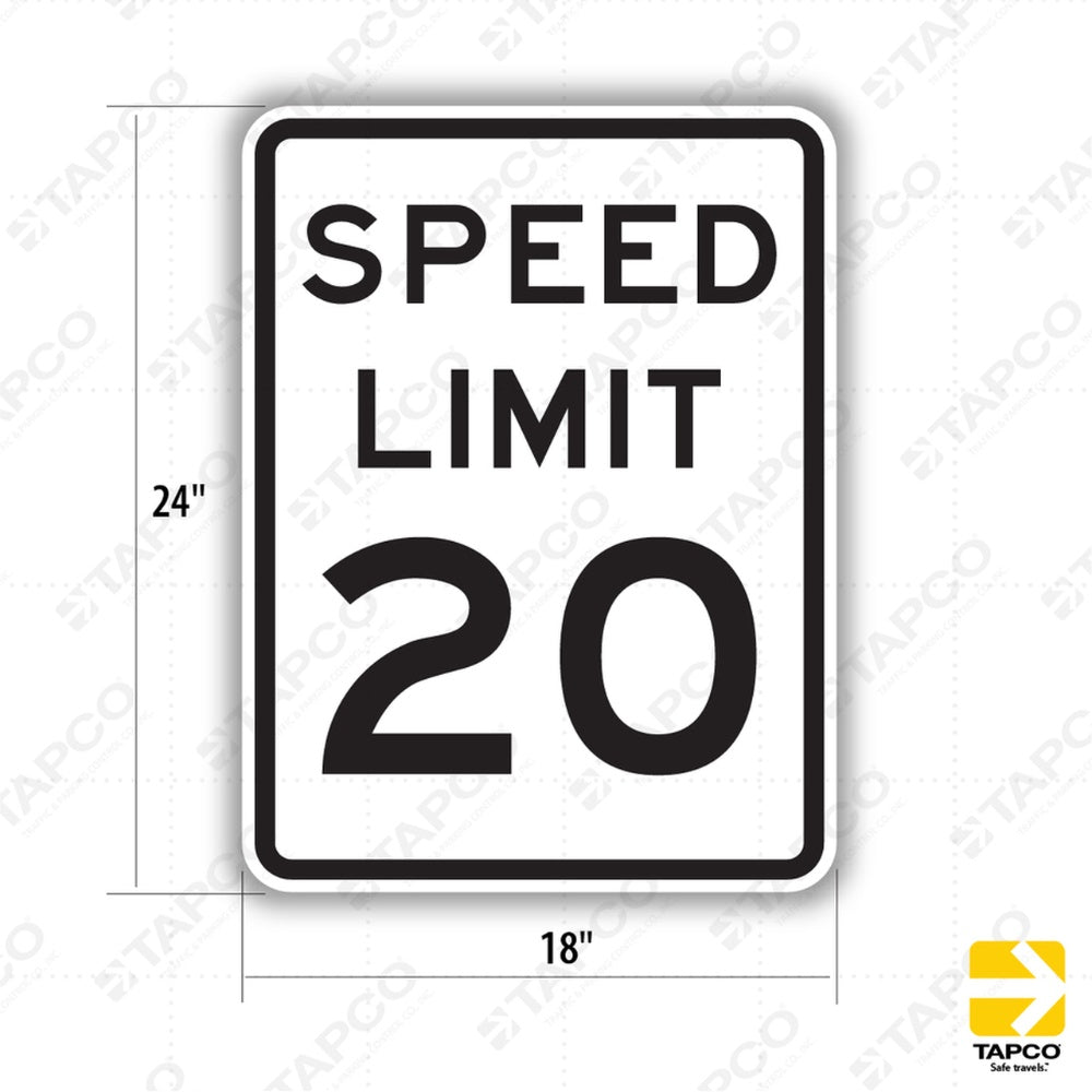 Sign, Traffic, Speed Limit 20, Aluminum, 18 X 24 Inches, 373-04732