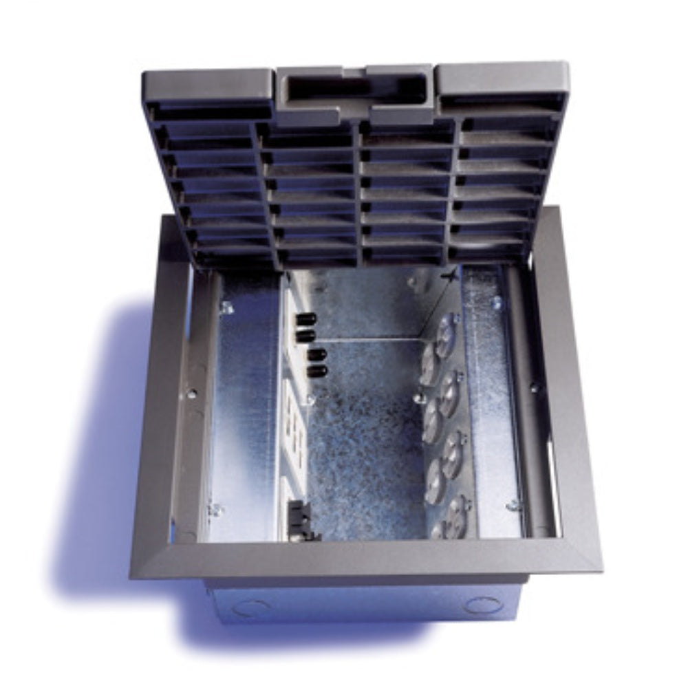 Terminal Box (Floor Box), Raised, W/Lid, 8 Gang, Gray, 292 X 292 X 127 Mm, AC10105-2