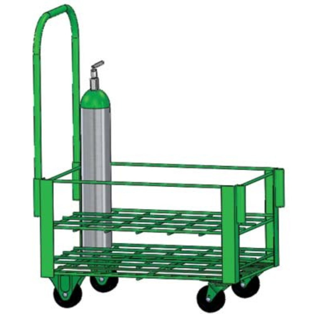 Cart, Cylinder, Medical, Oxygen, Welded, Green, 4 X 6 Cylinder, 1080HD