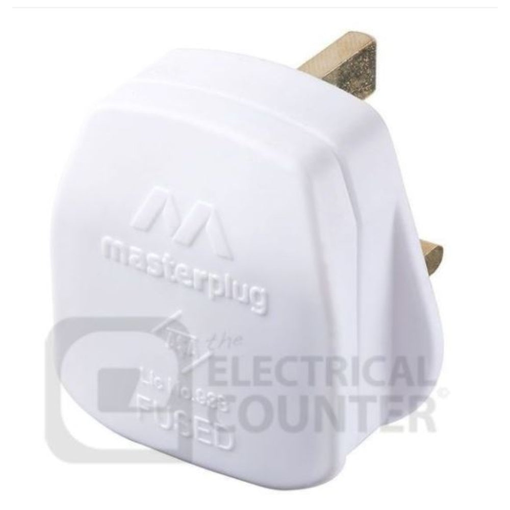 Plug, Electrical Plug Top, Current: 13 Amps, 250 V Ac, 3 Pin, VX1307/PT13W/PT13W/PF133WHI