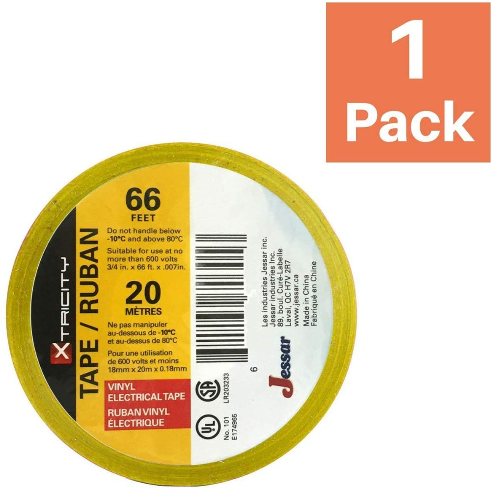 Tape, Electrical, Color: Yellow Electrical Insulating Tape Size, 35-10844