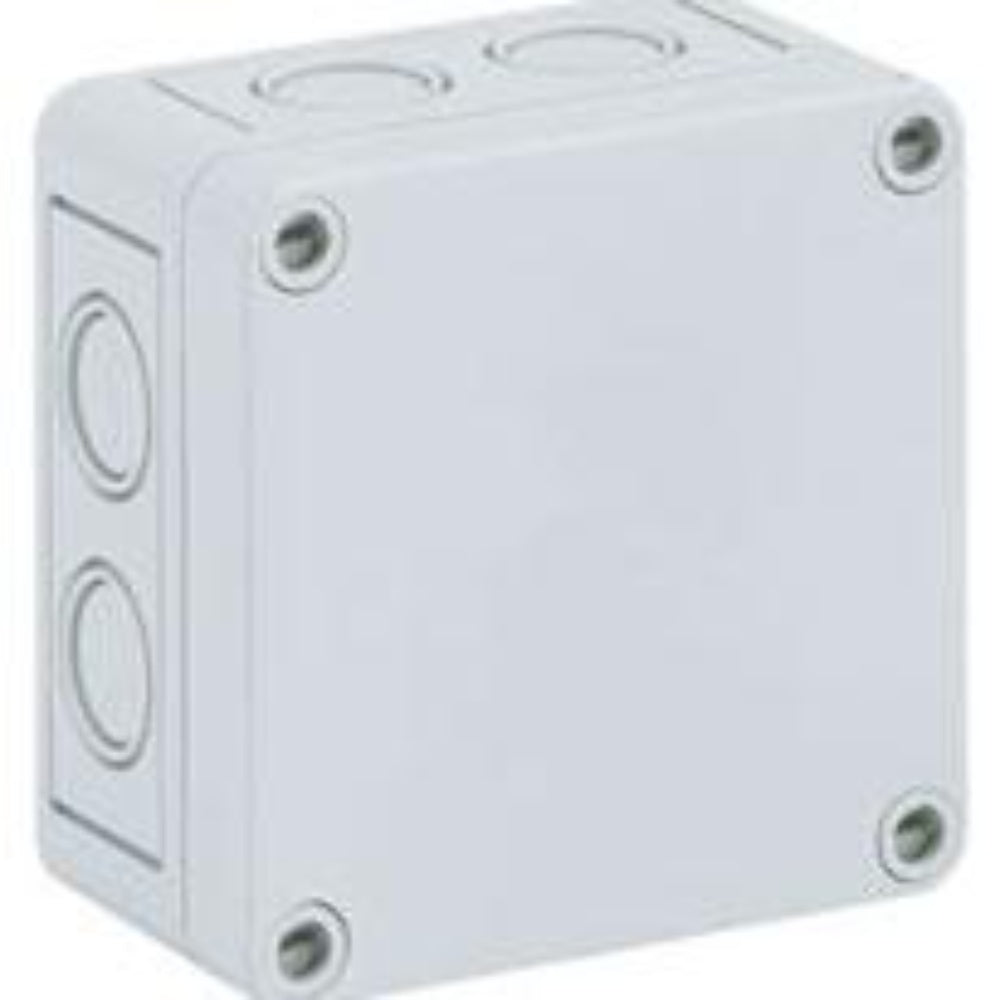 Ip66 Polystyrene Junction Box Without Cable Gland Knockouts. Colour Grey Ral 6018, Top Cover Is Opaque Grey, Size: 94 × 94 × 57 Mm, 110403