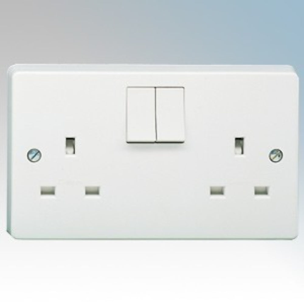 Switch, Socket, Outlet, 13 Amps, 2 Gang, Double Pole Switch Socket Outlet, White