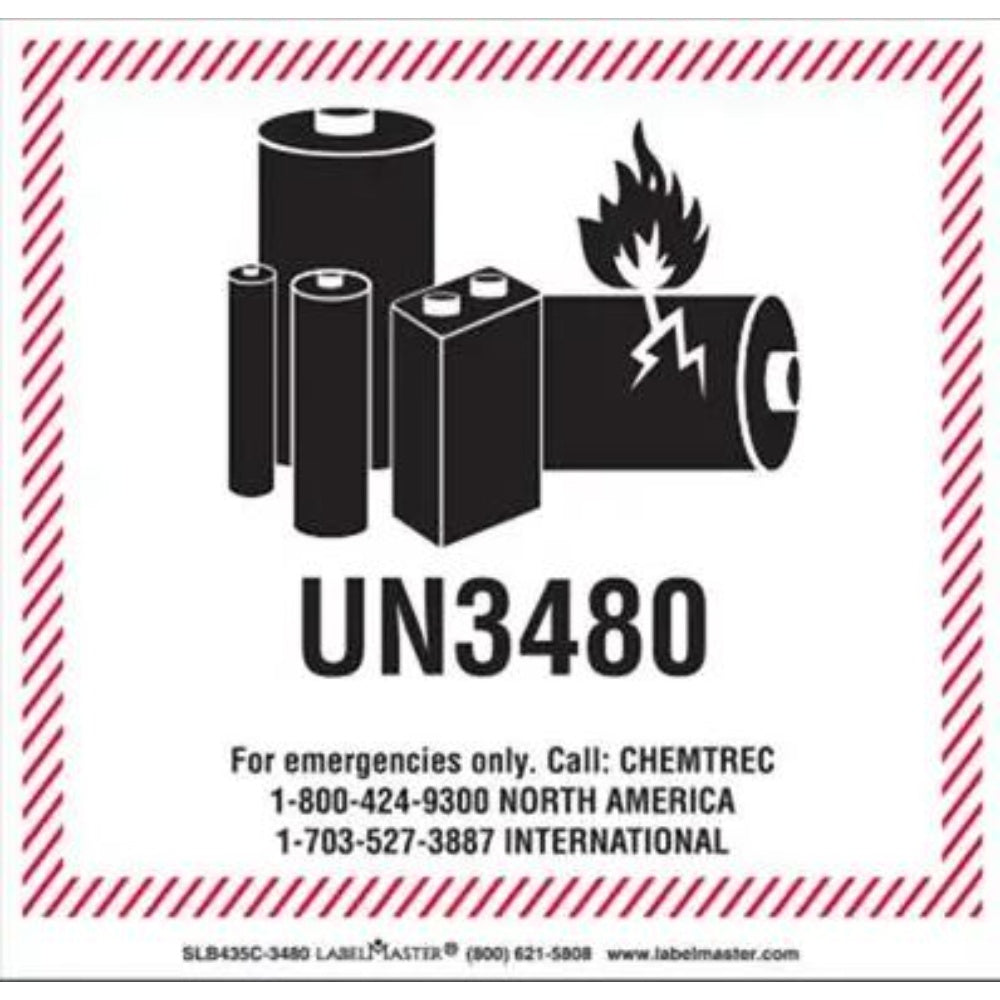 Chemtree Un3480 Lithium Battery Handling Marking, 120Mm X 110Mm, Pvc Free Film, SLB435C-3480