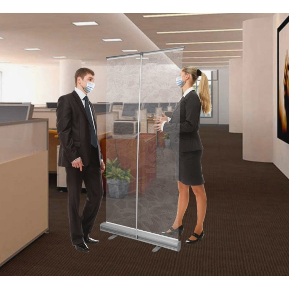 Roll Up Screen Sneeze Shield, Pvc Clear Vinyl, 4 Ft X 8 Ft, BBFSRSS01