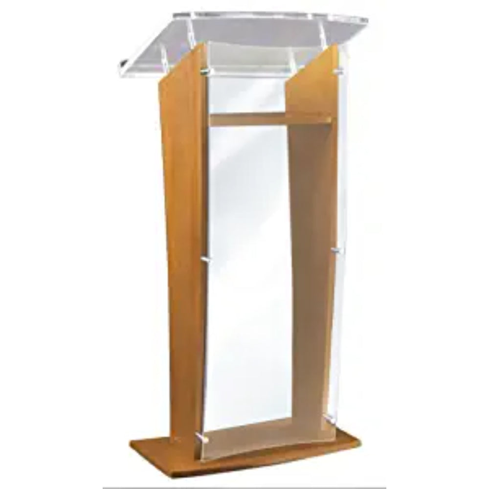 Lectern, Floor, H Style, Acrylic Panel, Clear, 27 X 48 X 16 Inches, SN3500-WT-FS-AMP