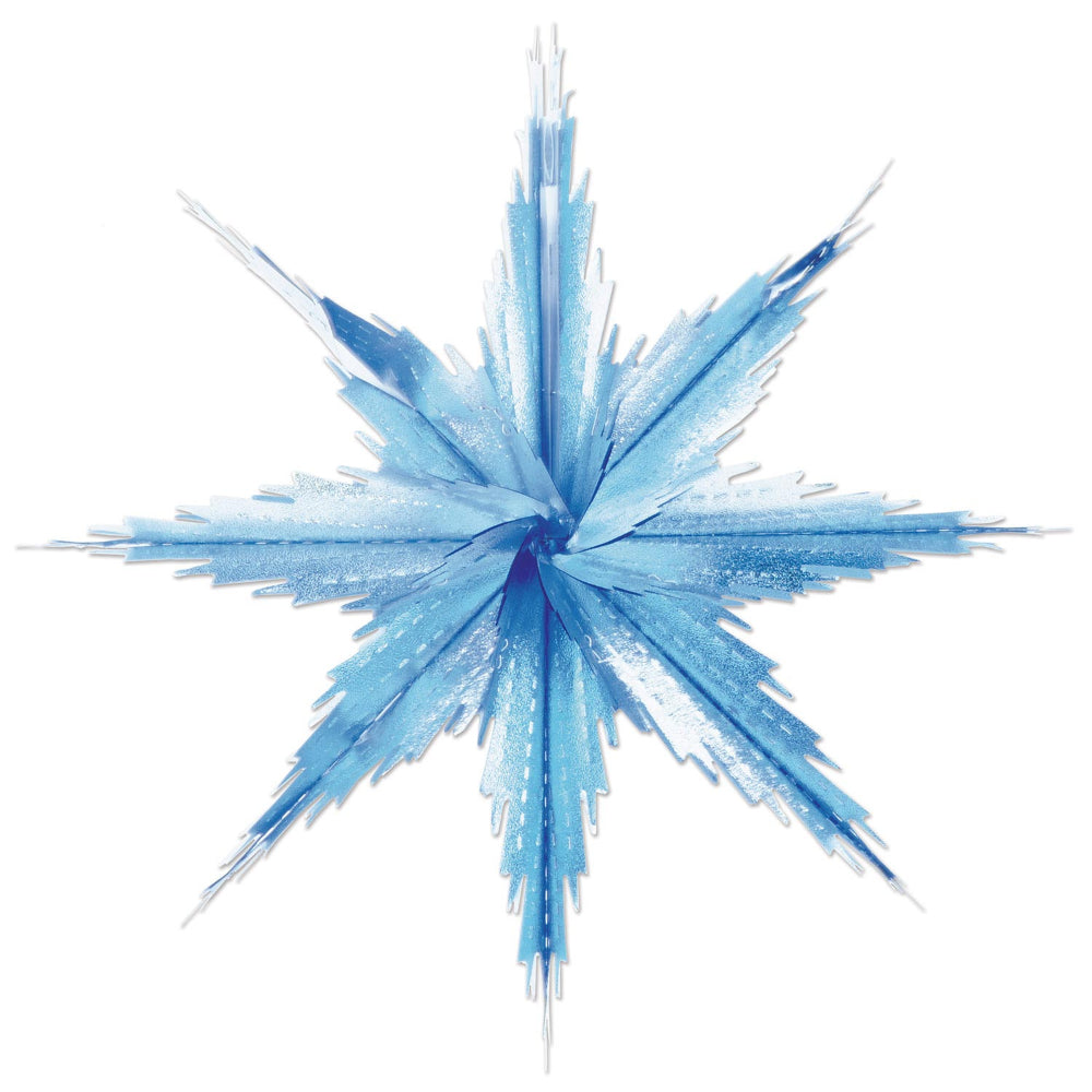Blue Two-Tone Metallic Snowflakes, HNG2MS-BLU