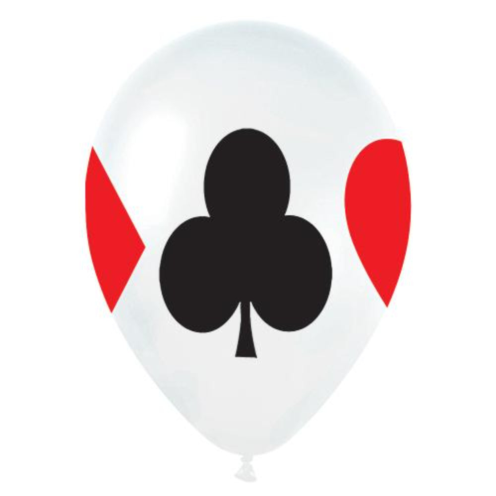 Card Suit All Over Print Latex Balloons, Pkg/50, BLBCSP