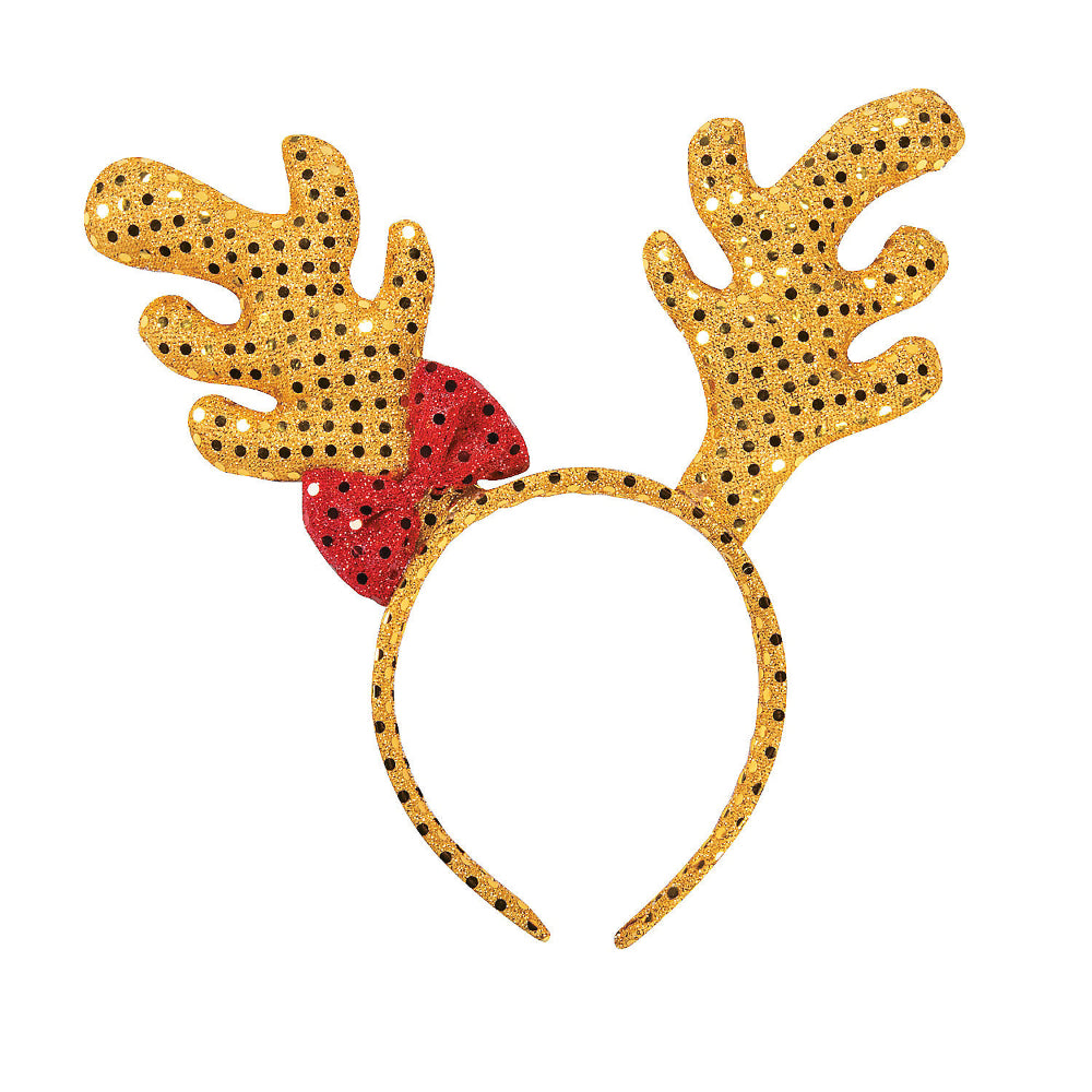 Plush Sequin Reindeer Antler Headband, #13665089