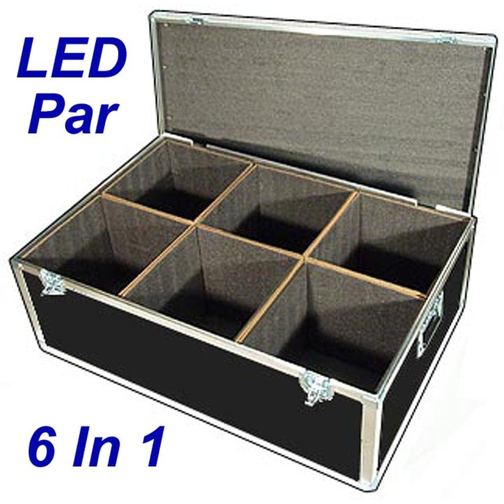 Case, Light Set, Led Par, 6 Compartments, Plywood, 12 X 12 X 14 Inches, RCLIGHT-HYB-PAR6COMP