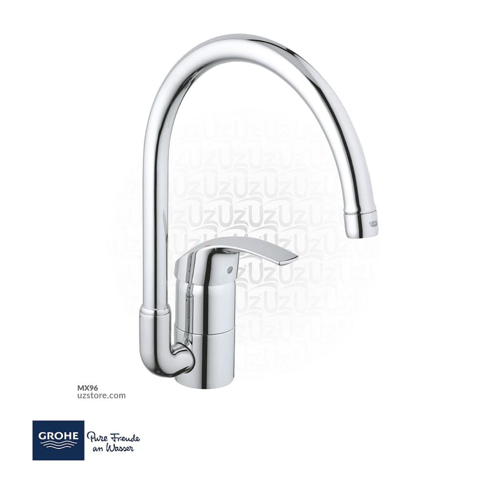 Mixer: Kitchen Sink, Single Lever, Chrome Steel, Adjustable Flow Rate Limiter, Swivel J-Tubular Spout, 33202001