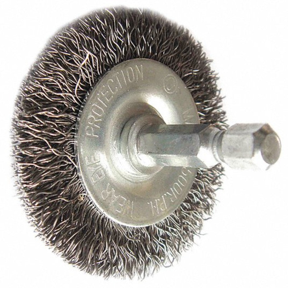 Drill Radial Wire Brush, 2In, Coarse, Crimp